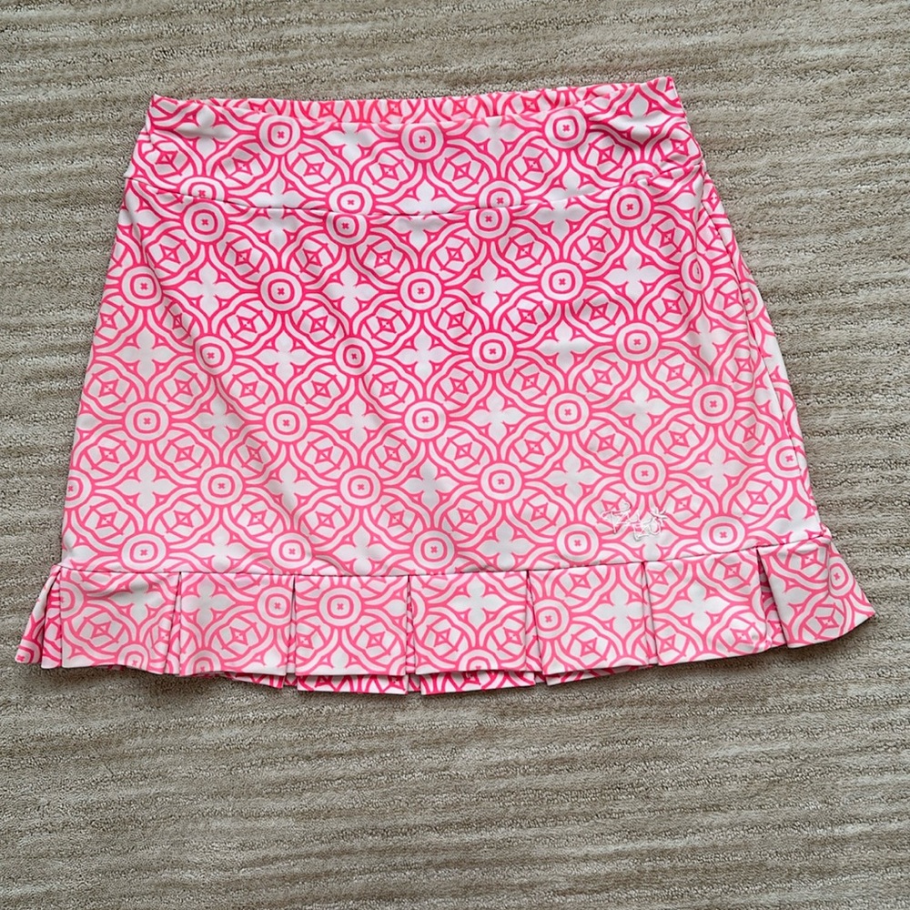 Tzu Tzu Pink Print Samba Pleated Hem Golf Skort Skirt Size Medium